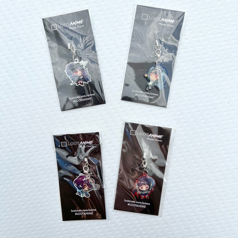 NEW Loot Crate Anime Phone Charms Set of 4 Kawaii Bag Charm